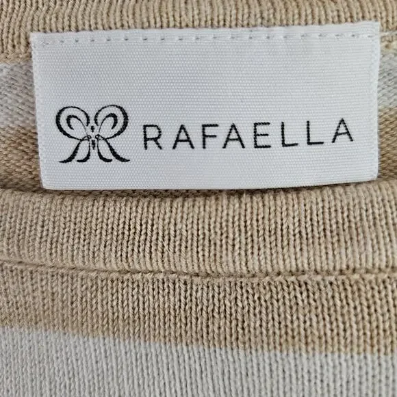 Rafaella Tan Irish Cream Ivory Knit Striped Sweater Pullover Sz M Preppy Coastal - Picture 8 of 10